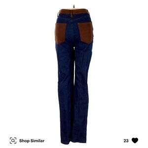 WeWoreWhat straight jeans with brown contrast pockets and waistband. Size 4.